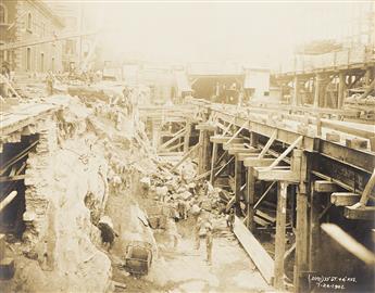 (NEW YORK CITY -- SUBWAY CONSTRUCTION.) Pierre Pullis. Group of 37 subway construction photographs by the chief photographer for